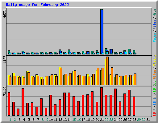 Daily usage for February 2025
