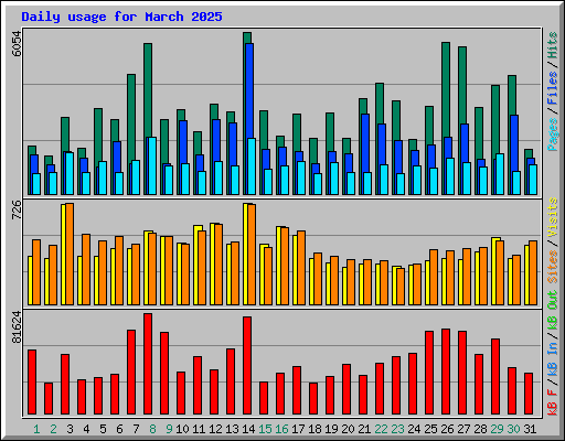 Daily usage for March 2025