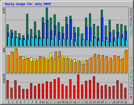 Daily usage for July 2025