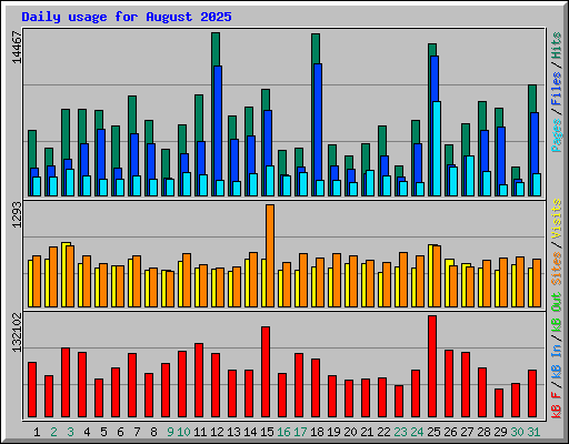 Daily usage for August 2025