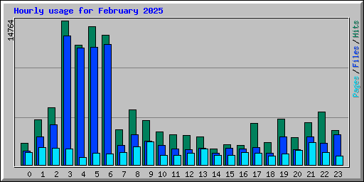 Hourly usage for February 2025